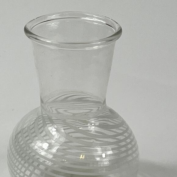 Filigrana Miniature Bud Vase Mouth Blown White Striped Handmade Art Glass Unique - Picture 3 of 7